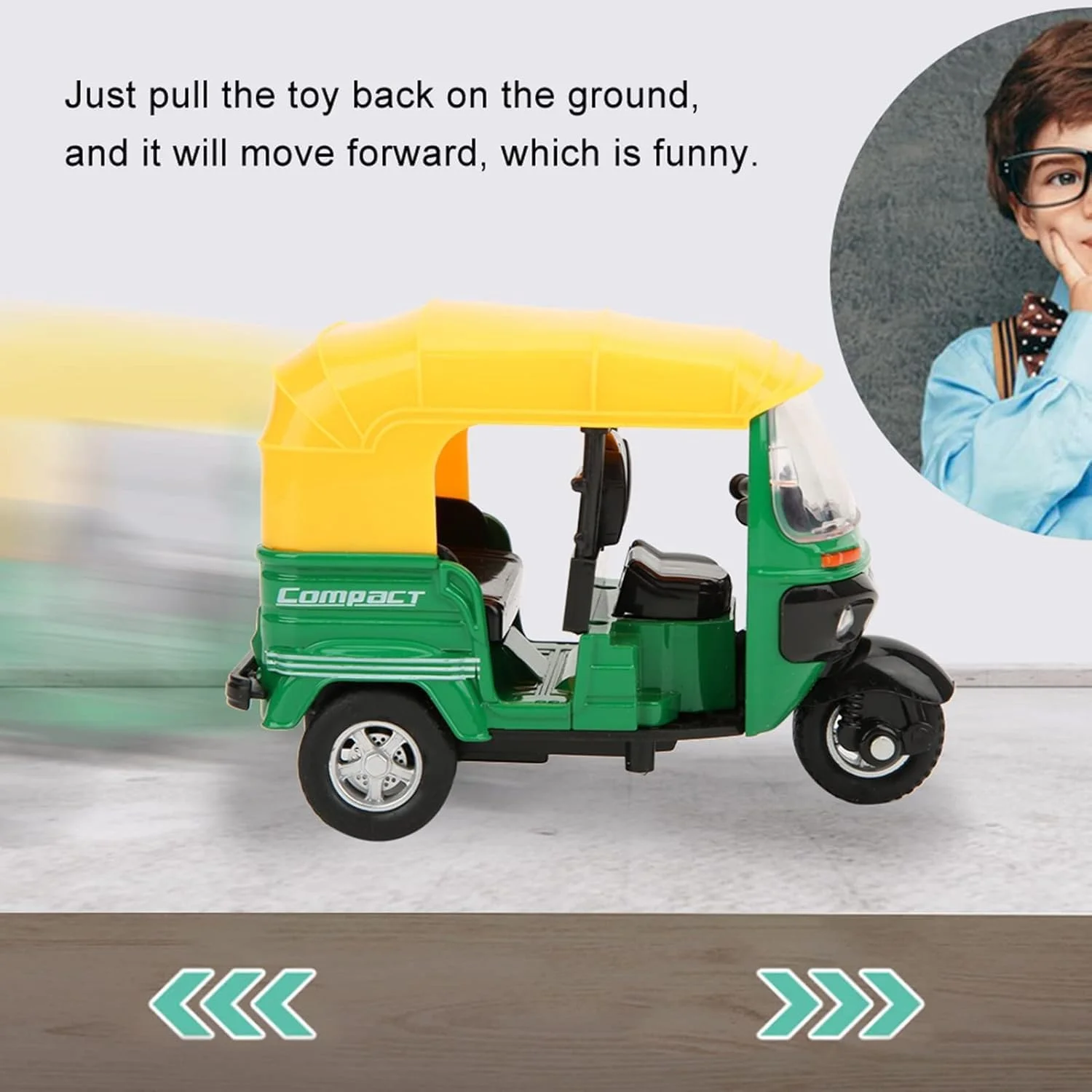 مدل ریکشا اتوماتیک AWH Metro Toys، مقیاس 1:14 - مدل فلزی دایکاست توک توک - مینیاتوری سه چرخه بسیار دقیق با طراحی واقعی - اسباب بازی کلکسیونی ریکشا اتوماتیک - رنگ های متنوع