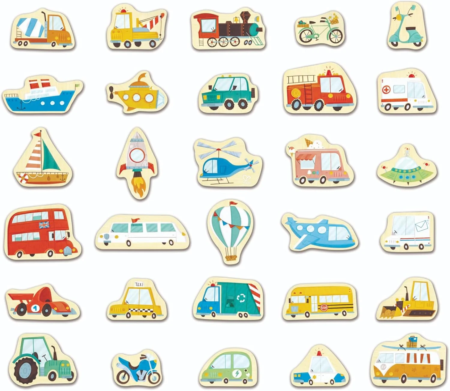 مجموعه وسایل نقلیه مغناطیسی Hape | پازل مغناطیسی وسایل نقلیه کلاسیک 30 تکه برای کودکان | اسباب بازی آموزشی برای خلاقیت و توسعه مهارت های حرکتی | 3 سال به بالا