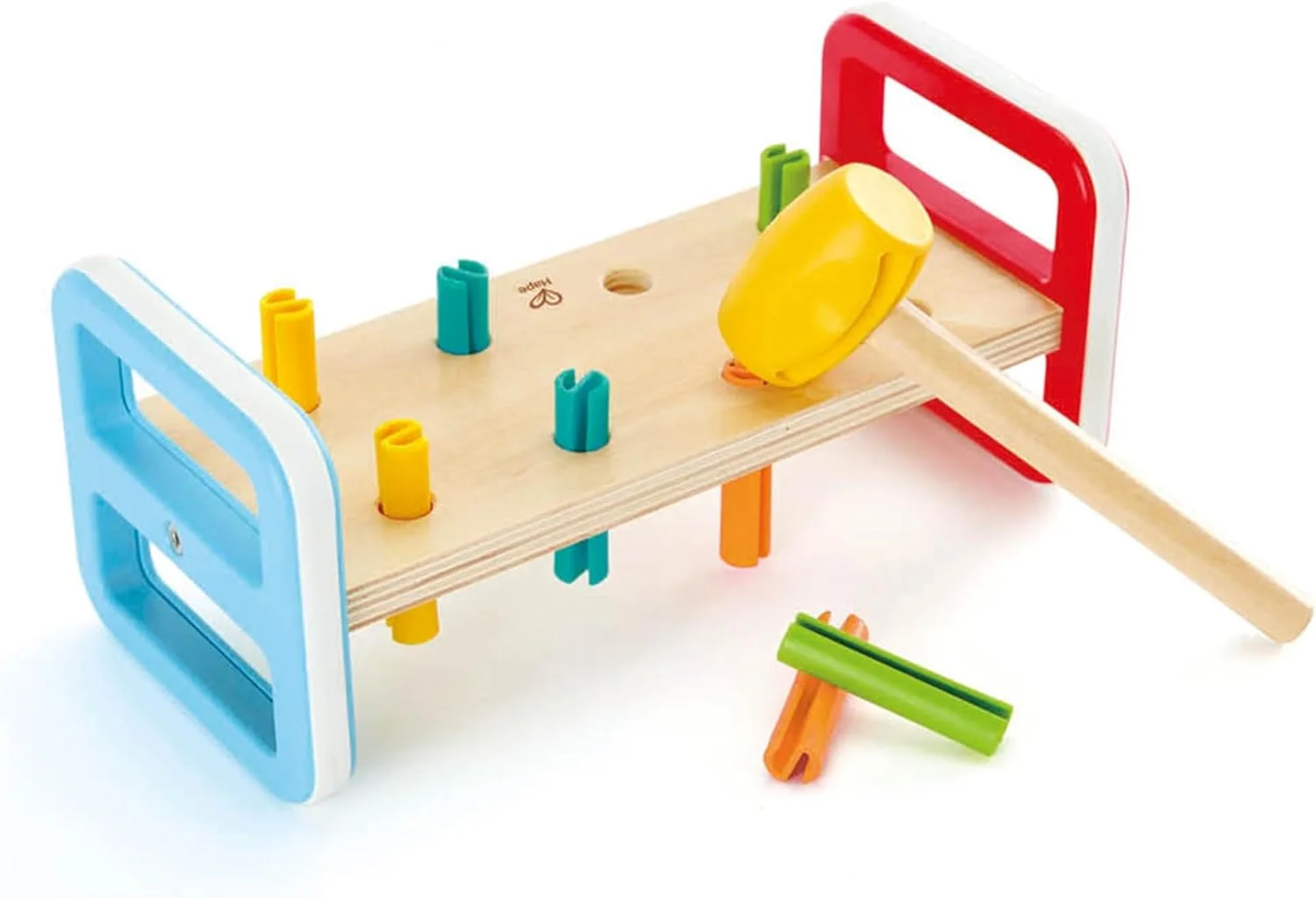 نیمکت کوبیدنی رنگین کمانی Hape به همراه چکش، اسباب بازی چوبی چند رنگ