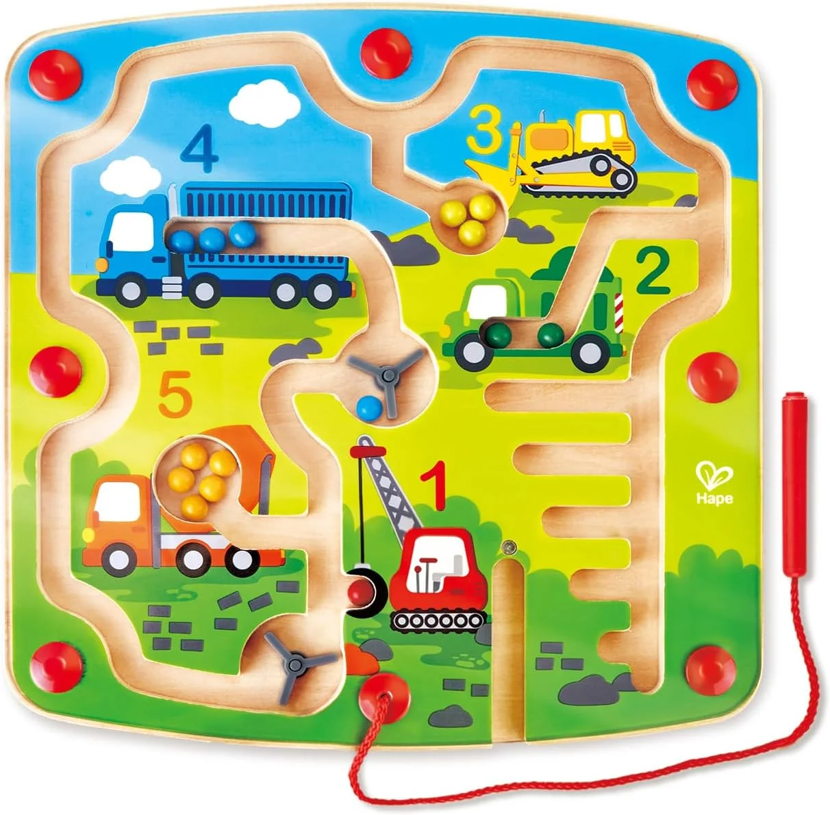 هپی، ماز آهنربایی ساخت و ساز چوبی و اعداد، اسباب بازی های آموزشی و یادگیری، حل مسئله و هماهنگی مهارت ها، چند رنگ