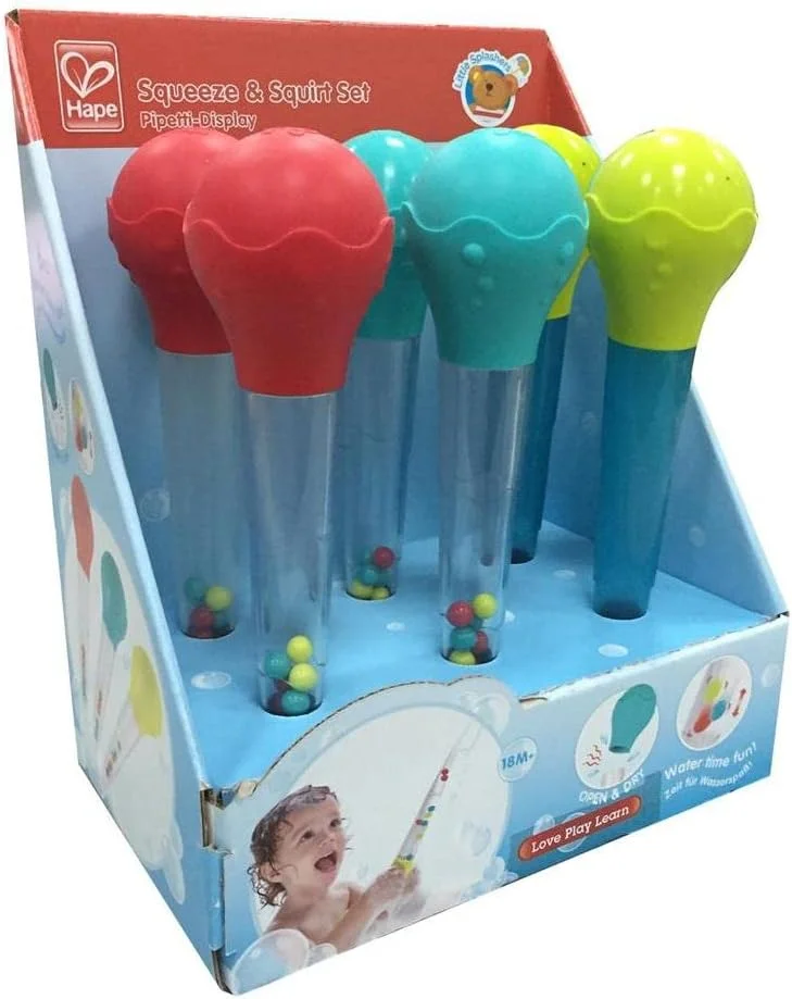 ست مهره سازی رنگارنگ فشاری و پاششی Hape Kids برای بازی سرگرم کننده با آب | اسباب بازی های ساحل و حمام | ایده آل برای کودکان نوپا 18 ماهه و بالاتر | مواد ایمن برای کودک