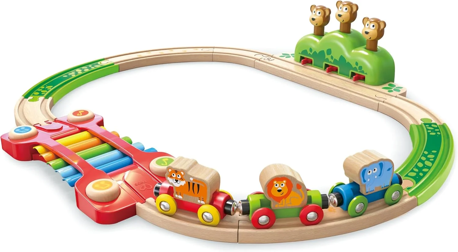 پازل راه آهن رنگین کمانی Hape | ست راه آهن کودکان، اسباب بازی آموزشی کودک نوپا، اسباب بازی قطار برای کودکان نوپا، تقویت مهارت های حرکتی، 18+ ماه