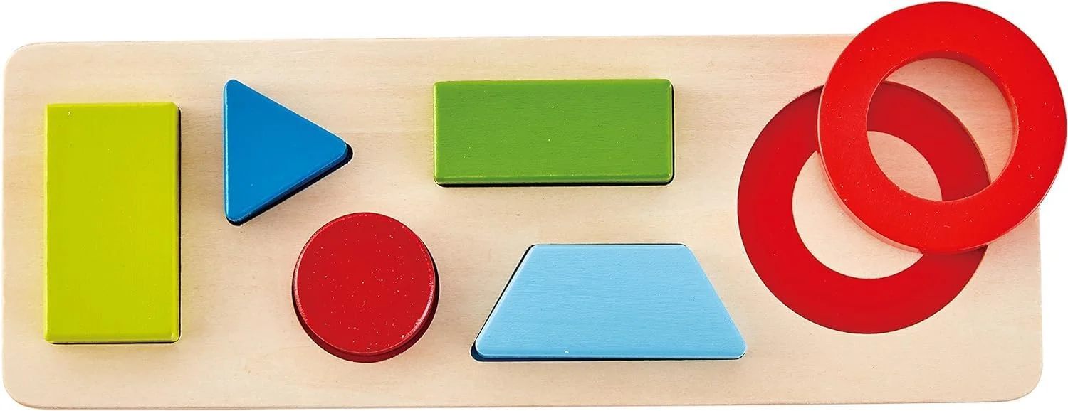 پازل هندسی Hape، اشکال هندسی چوبی، پازل آموزشی و یادگیری، اسباب بازی چوبی، 7 تکه چوب، پازل برای کودکان نوپا، هدیه برای کودکان نوپا