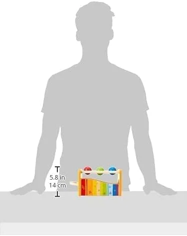 نیمکت کوبیدنی و ضربه ای به همراه زیلوفون کشویی Hape - اسباب بازی چوبی موزیکال برنده جایزه برای کودکان نوپا | اسباب بازی کوبیدنی چند منظوره با رنگ های روشن و توسعه حسی | بازی مهارت های حرکتی ظریف، 12 ماه به بالا