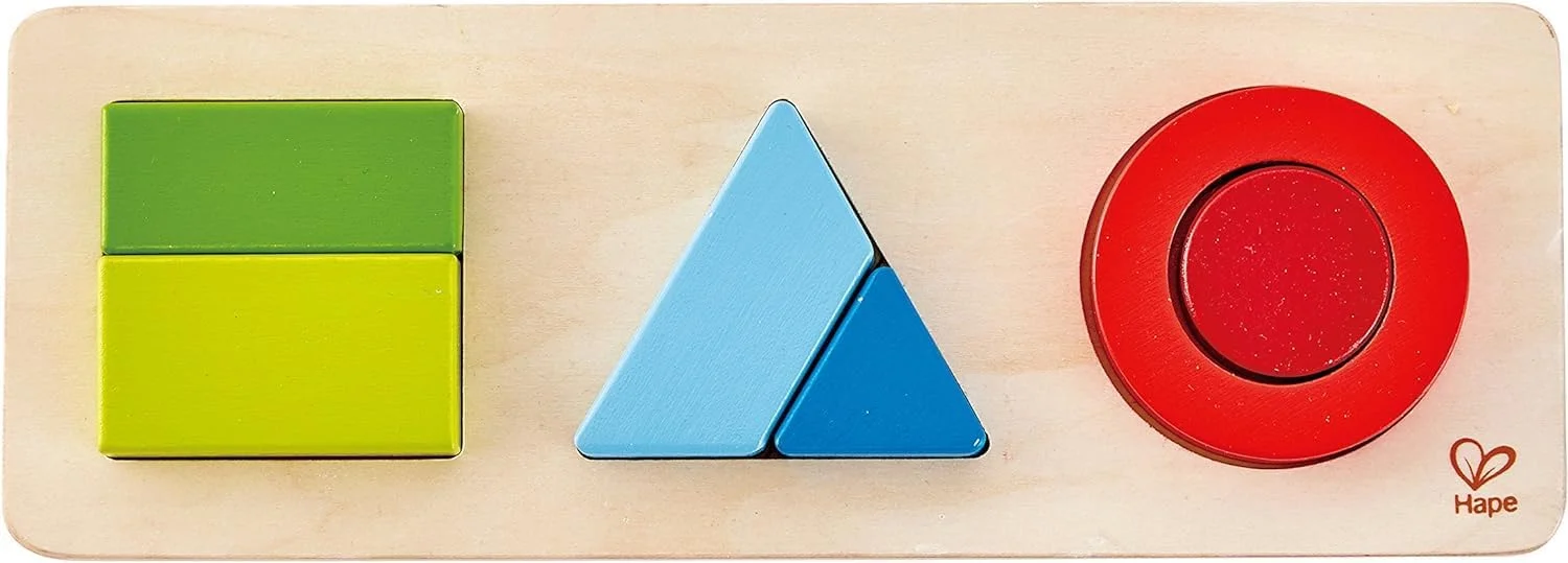 پازل هندسی Hape، اشکال هندسی چوبی، پازل آموزشی و یادگیری، اسباب بازی چوبی، 7 تکه چوب، پازل برای کودکان نوپا، هدیه برای کودکان نوپا