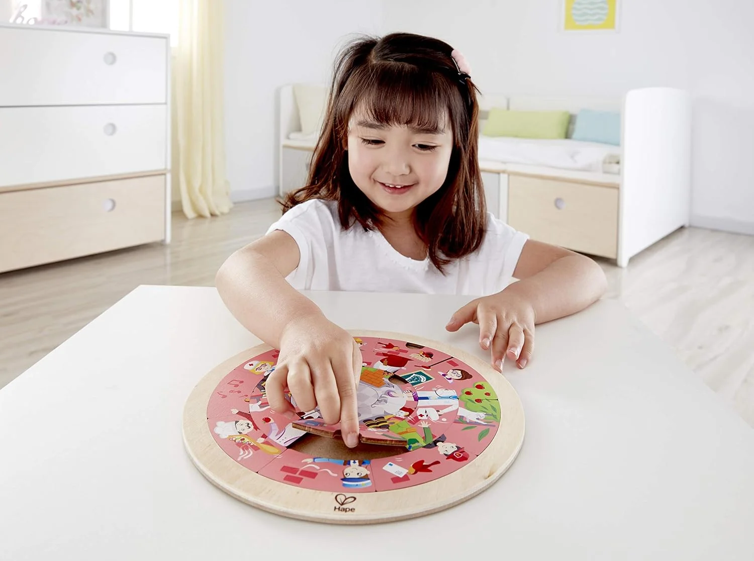 پازل مشاغل چرخشی Hape | پازل اره منبت کاری چوبی چرخشی، اسباب بازی آموزشی و پرورشی