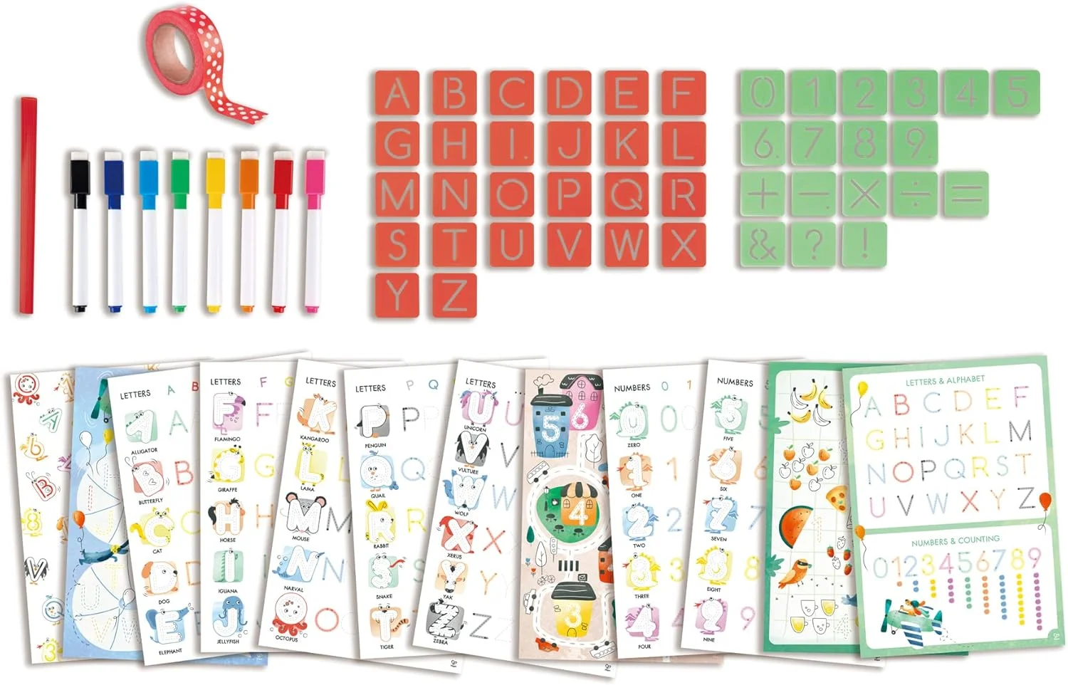 آموزش حروف و اعداد Hape - کتاب تمرین دست خط الفبا برای کودکان - شابلون حروف آموزشی برای کودکان بالای 4 سال