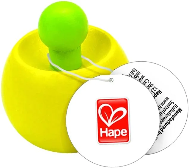 فرفره چوبی هاپه | اسباب بازی چرخشی چوبی کلاسیک برای کودکان نوپا | رنگ های متنوع | هماهنگی چشم و دست و بازی تخیلی