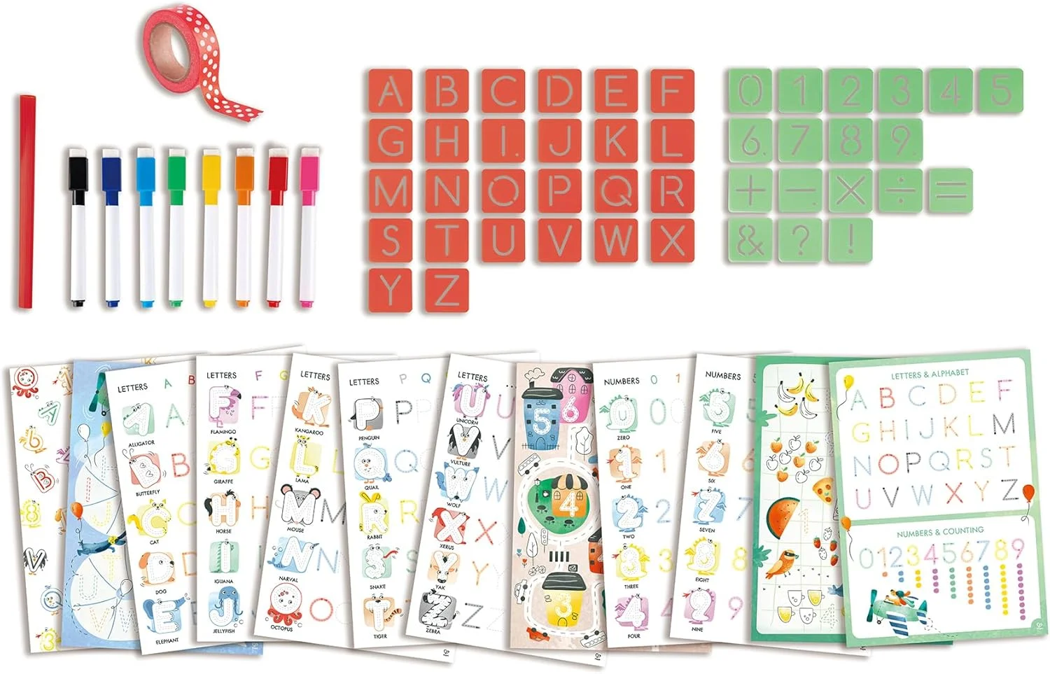 آموزش حروف و اعداد Hape - کتاب تمرین دست خط الفبا برای کودکان - شابلون حروف آموزشی برای کودکان بالای 4 سال