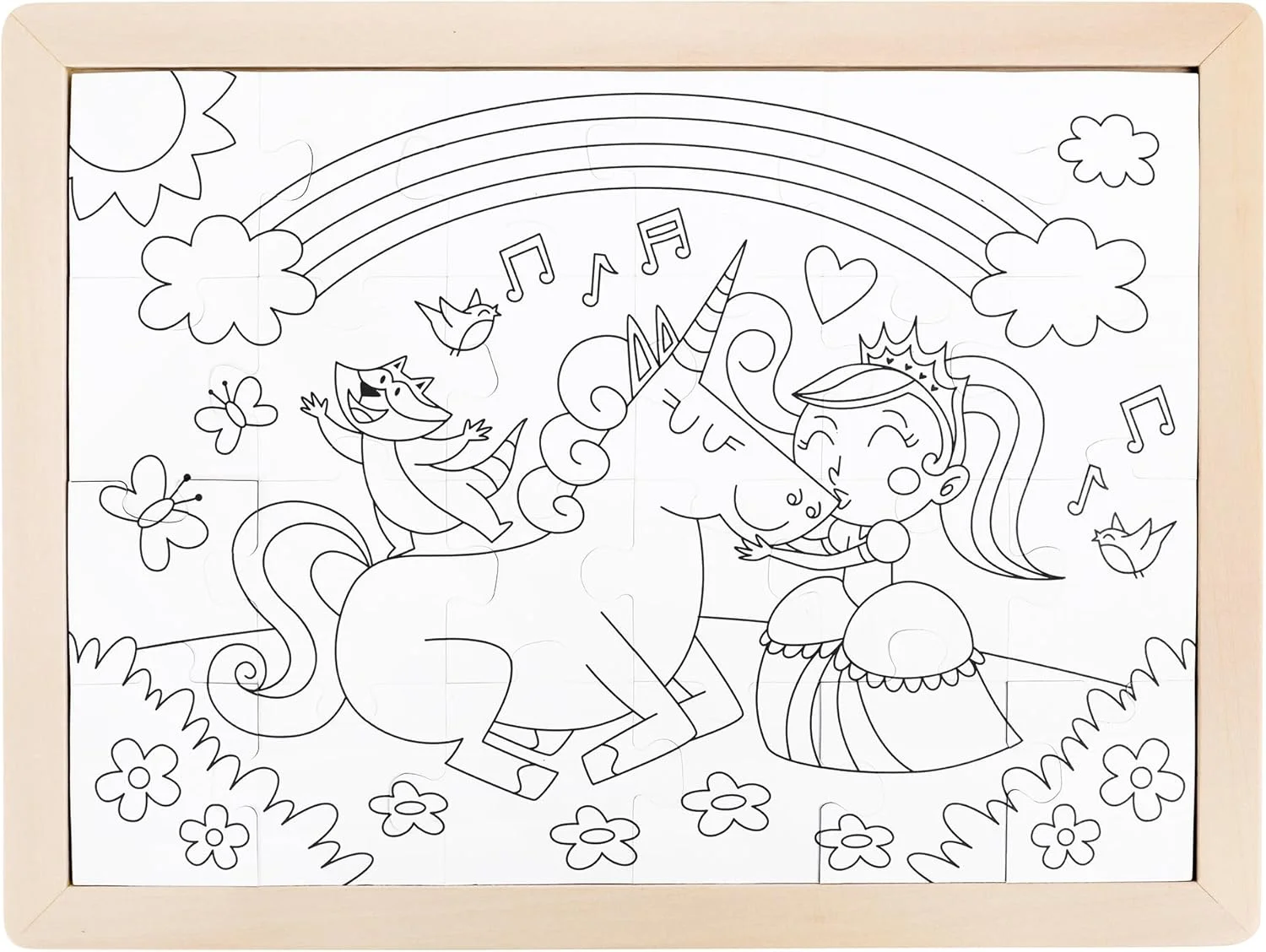 پازل دوستان تکشاخ Hape | پازل اره‌ای رنگ‌آمیزی دو طرفه آموزشی برای کودکان، 24 قطعه | 3 سال به بالا