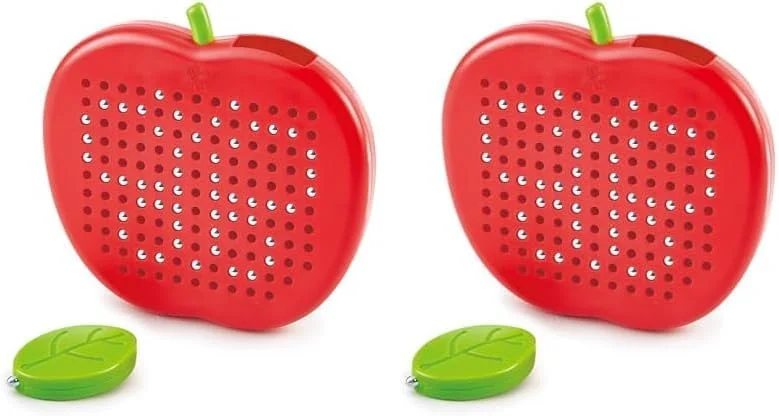 تخته طراحی مغناطیسی سیب Hape برای کودکان | قلم مغناطیسی و اسباب بازی آموزشی توپ فلزی | تخته یادگیری خلاقانه به شکل میوه برای کودکان نوپا | تقویت مهارت های حرکتی ظریف و تخیل | اسباب بازی های مسافرتی 3 سال به بالا