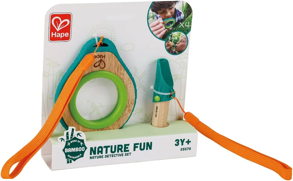مجموعه کارآگاهی طبیعت Hape | مجموعه بازی کارآگاهی بامبو و پلاستیک گیاهی، اسباب بازی های کاوش در طبیعت برای بازی های فضای باز
