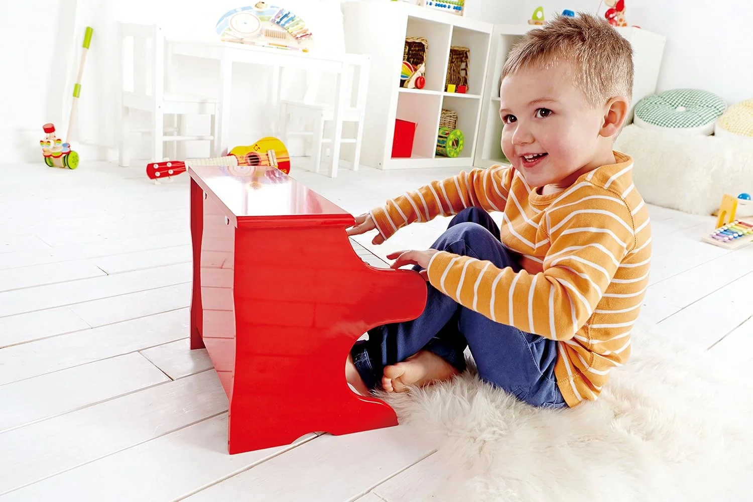پیانوی بازیگوش هاپه – پیانوی چوبی کوچک ۱۸ کلاویه برای کودکان | ساز موسیقی آموزشی به همراه کتاب موسیقی | تقویت مهارت های شنیداری، ریتم و خلاقیت | مناسب برای سنین ۳ سال به بالا