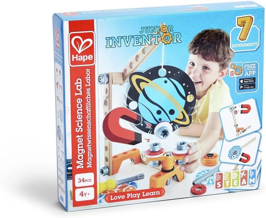 آزمایشگاه علوم مغناطیسی مخترع جوان Hape | کیت علوم مغناطیسی 34 قطعه ای | اسباب بازی های آموزشی STEAM برای کودکان 4 سال به بالا