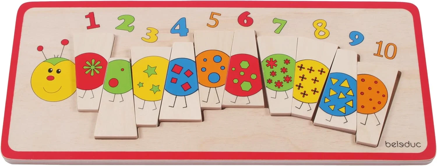 پازل تطبیق اعداد کرم ابریشم Beleduc از 1 تا 10 – اسباب بازی آموزشی سرگرم کننده و رنگارنگ برای کودکان 3 سال به بالا