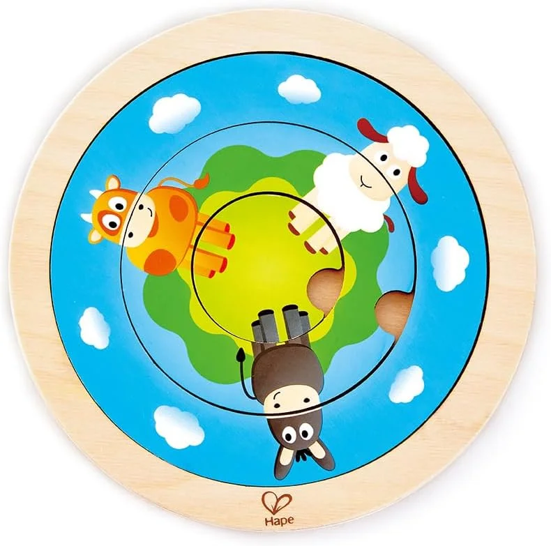 پازل مزرعه چرخشی 2 در 1 Hape HAP-E1606، چند رنگ، 5'' x 2''
