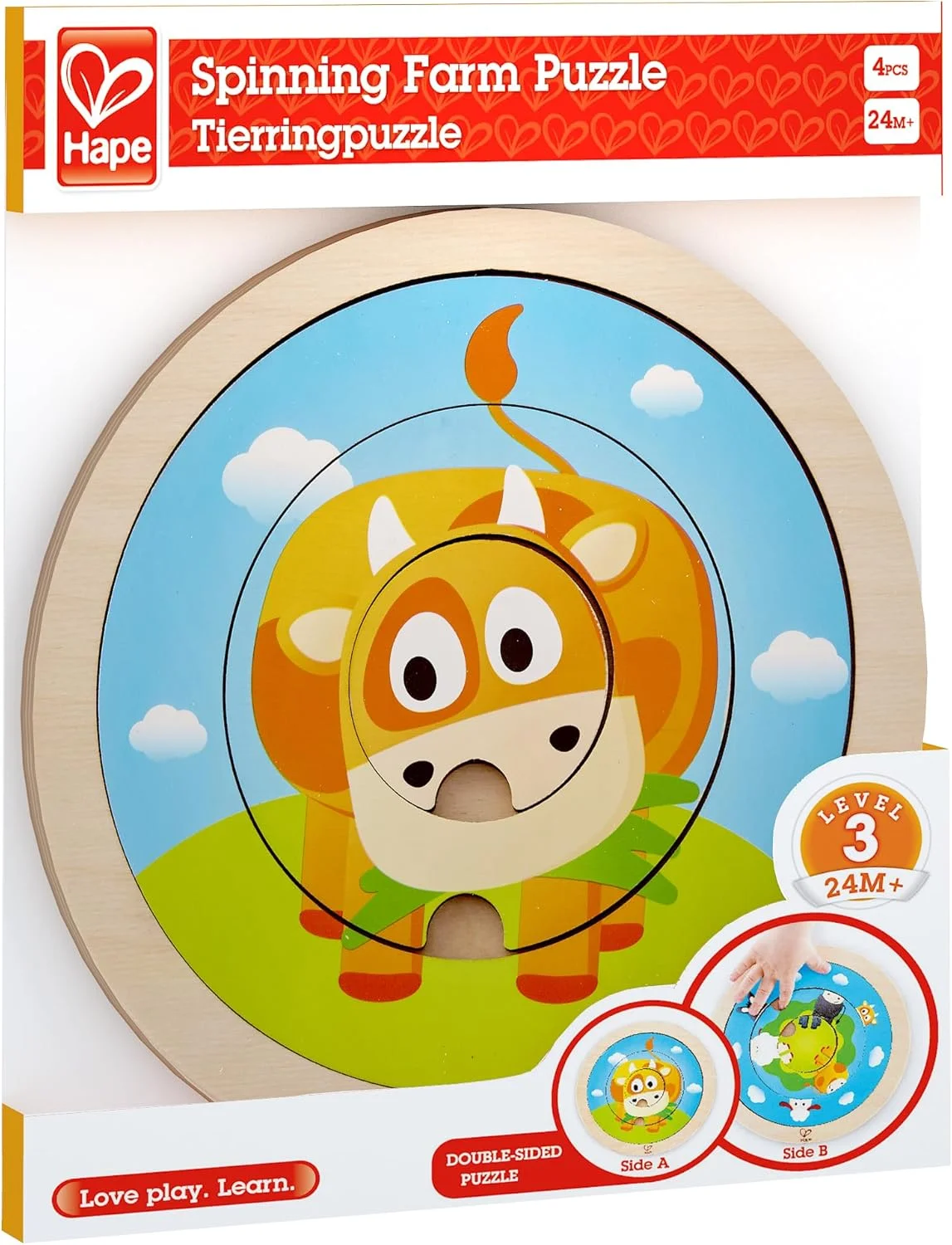 پازل مزرعه چرخشی 2 در 1 Hape HAP-E1606، چند رنگ، 5'' x 2''