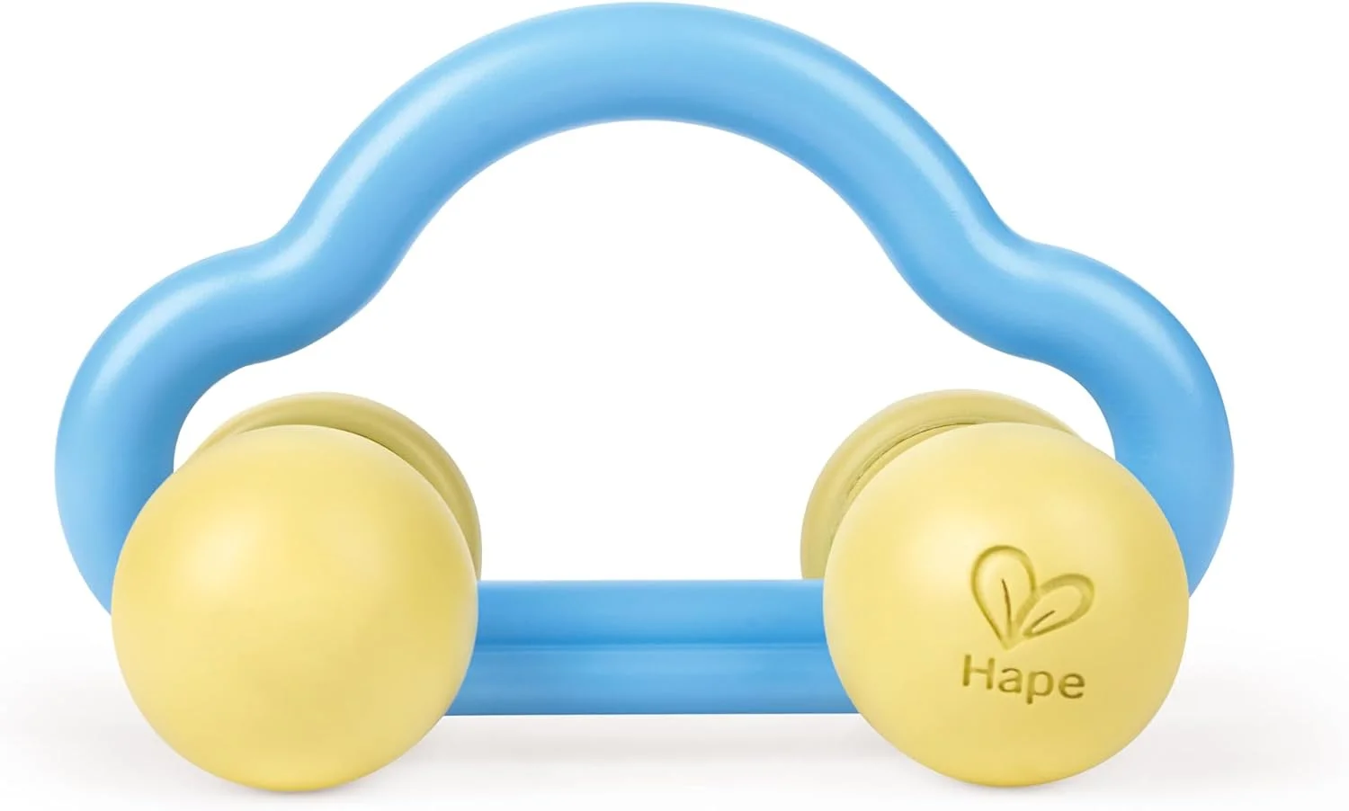 ماشین اسباب بازی جغجغه ای Hape | اسباب بازی جذاب برای نوزادان در حال دندان درآوردن | اسباب بازی نرم و با گرفتن آسان | سازگار با محیط زیست و ایمن برای سنین 8 ماه به بالا