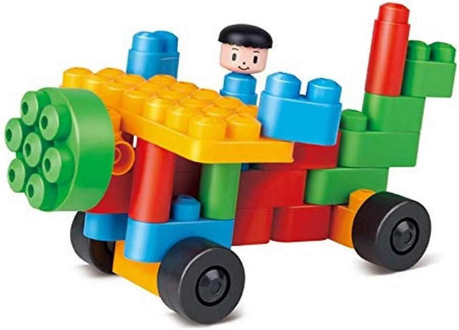 مجموعه شروع خلاقانه Hape Polym | مجموعه اسباب بازی آجری ساختمانی 25 تکه با فیگورها و لوازم جانبی