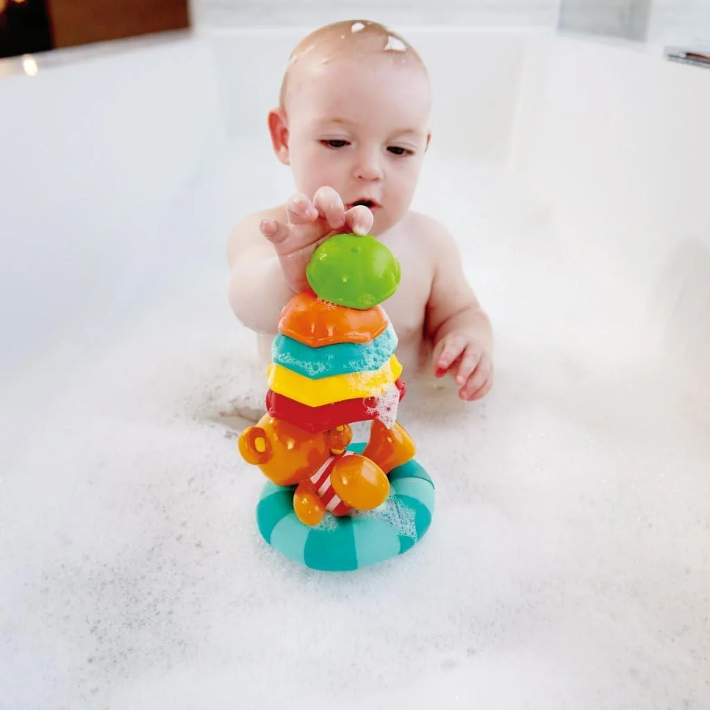 اسباب بازی حمام استکر چتر خرس تدی Hape Kids Little Splashers، یک سایز