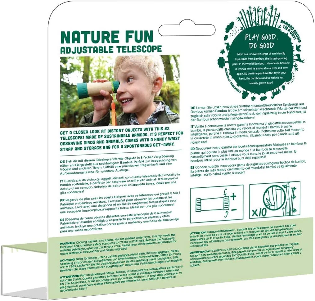 تلسکوپ قابل تنظیم Hape | ابزار جاسوسی بامبو برای کودکان با بزرگنمایی 8 برابر