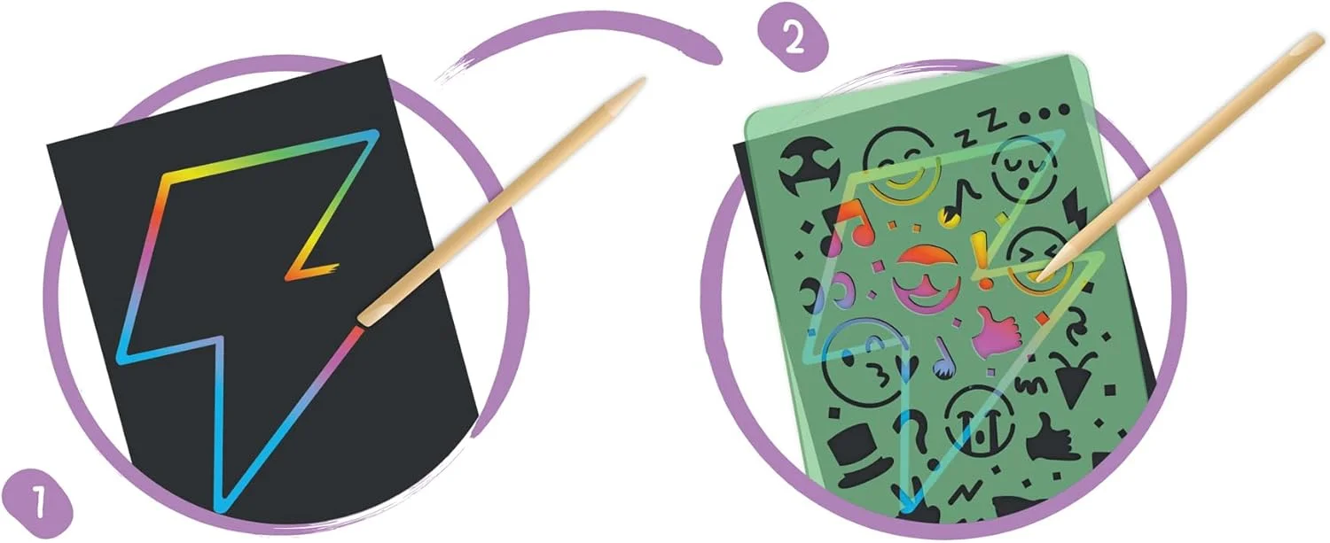 مجموعه خراشیدنی Hape Oodles of Doodles - مجموعه هنر خراش برای کودکان - کاغذ خراش رنگین کمانی با قلم چوبی برای کودکان بالای 4 سال