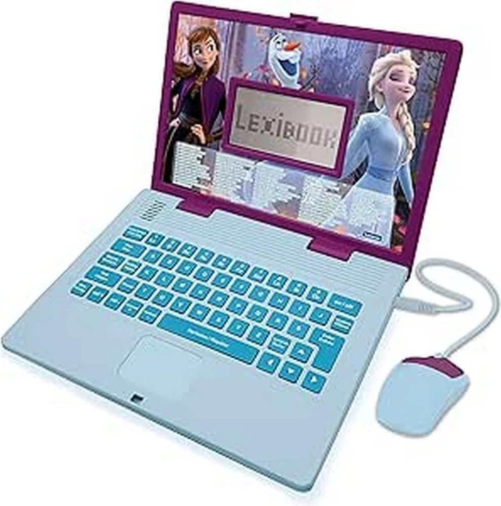 لپ تاپ آموزشی دوزبانه فرانسوی/هلندی Lexibook Frozen، اسباب بازی کودکان با 124 فعالیت برای یادگیری، سرگرمی و نواختن پیانو، آبی/بنفش، JC598FZi10