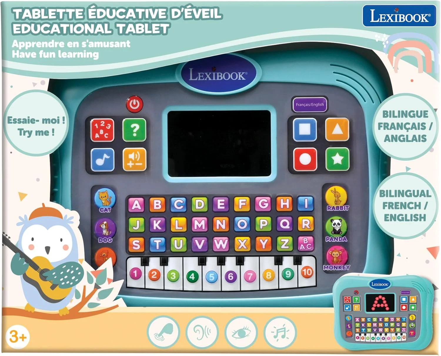 لِکسی بوک، تبلت آموزشی، دو زبانه انگلیسی/فرانسوی، تبلت سخنگو با صفحه نمایش برای یادگیری حروف الفبا، اعداد و حیوانات، حالت های پیانو و کوئیز تعاملی، آبی، JCPAD007i1 لِکسی بوک، تبلت آموزشی، دو زبانه انگلیسی/فرانسوی، تبلت سخنگو با صفحه نمایش برای یادگیری حروف الفبا، اعداد و حیوانات، حالت های پیانو و کوئیز تعاملی، آبی، JCPAD007i1