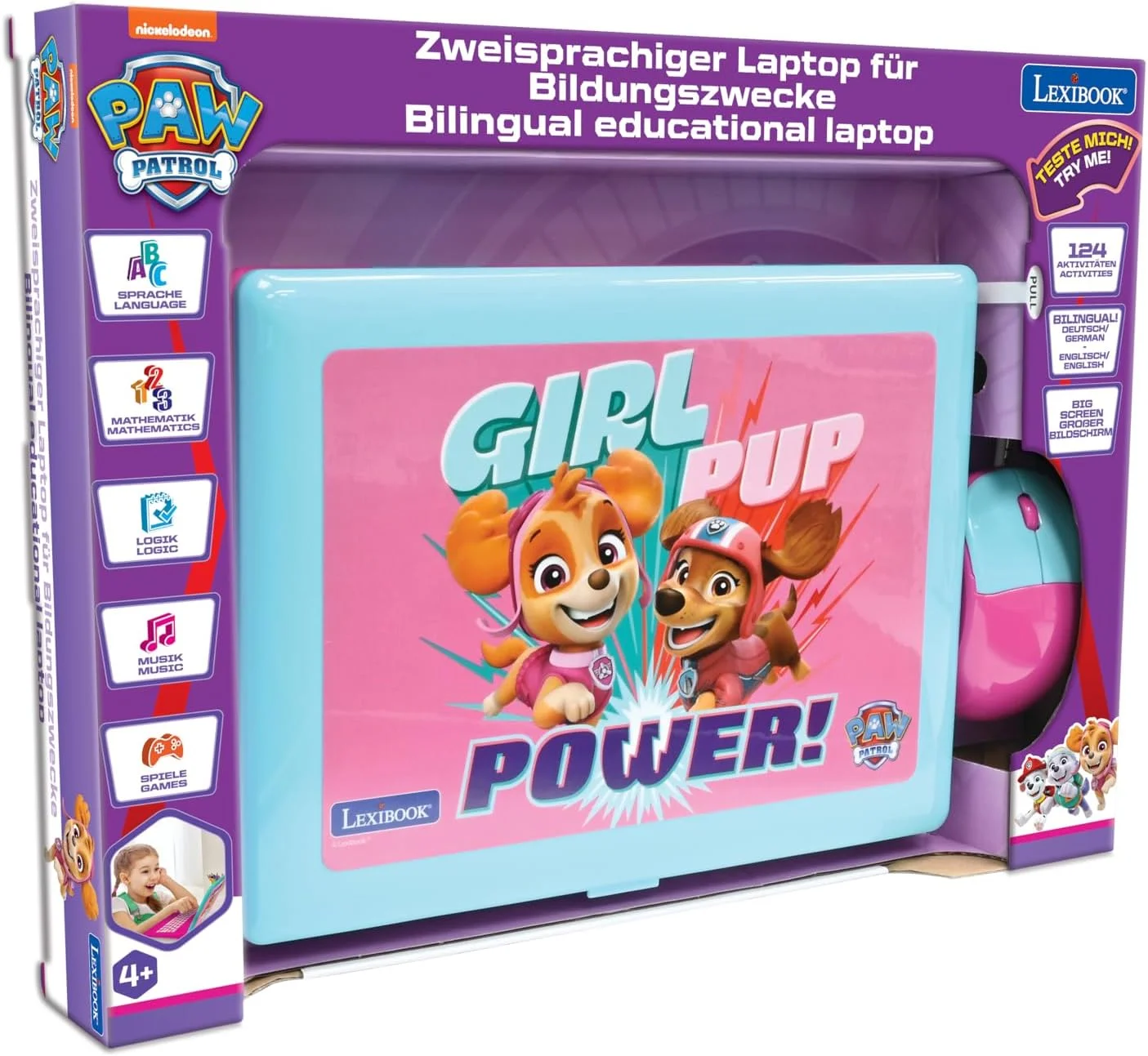 لپ تاپ آموزشی و دو زبانه Lexibook Paw Patrol به زبان انگلیسی/آلمانی، اسباب بازی برای کودکان با 124 فعالیت برای یادگیری، بازی و موسیقی، صورتی، JC598PAGi3 لپ تاپ آموزشی و دو زبانه Lexibook Paw Patrol به زبان انگلیسی/آلمانی، اسباب بازی برای کودکان با 124 فعالیت برای یادگیری، بازی و موسیقی، صورتی، JC598PAGi3