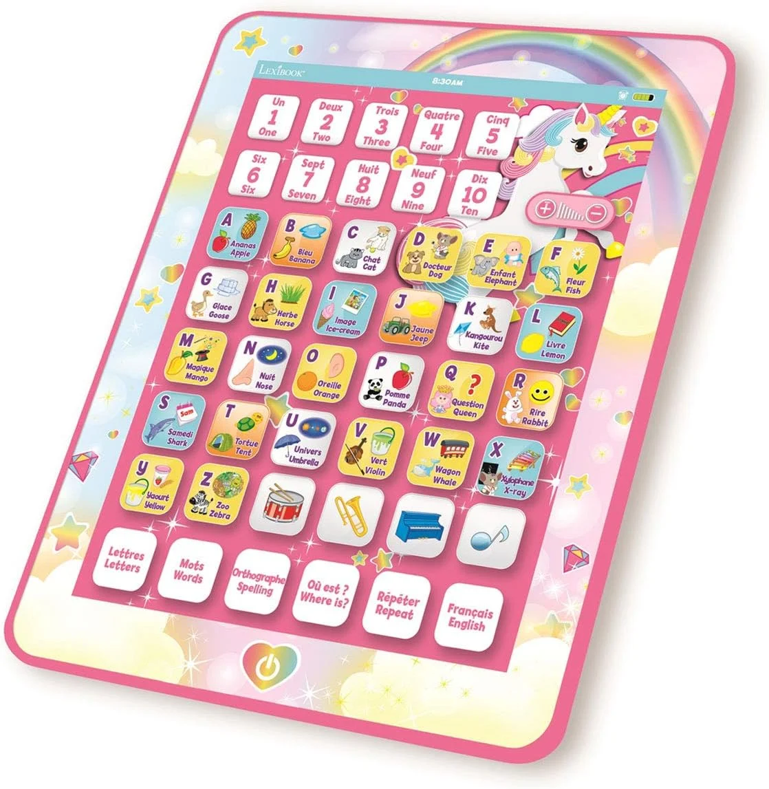 تبلت آموزشی دو زبانه تک شاخ Lexibook JCPAD002UNIi1 - واژگان و موسیقی - صورتی - JCPAD002UNIi1 تبلت آموزشی دو زبانه تک شاخ Lexibook JCPAD002UNIi1 - واژگان و موسیقی - صورتی - JCPAD002UNIi1