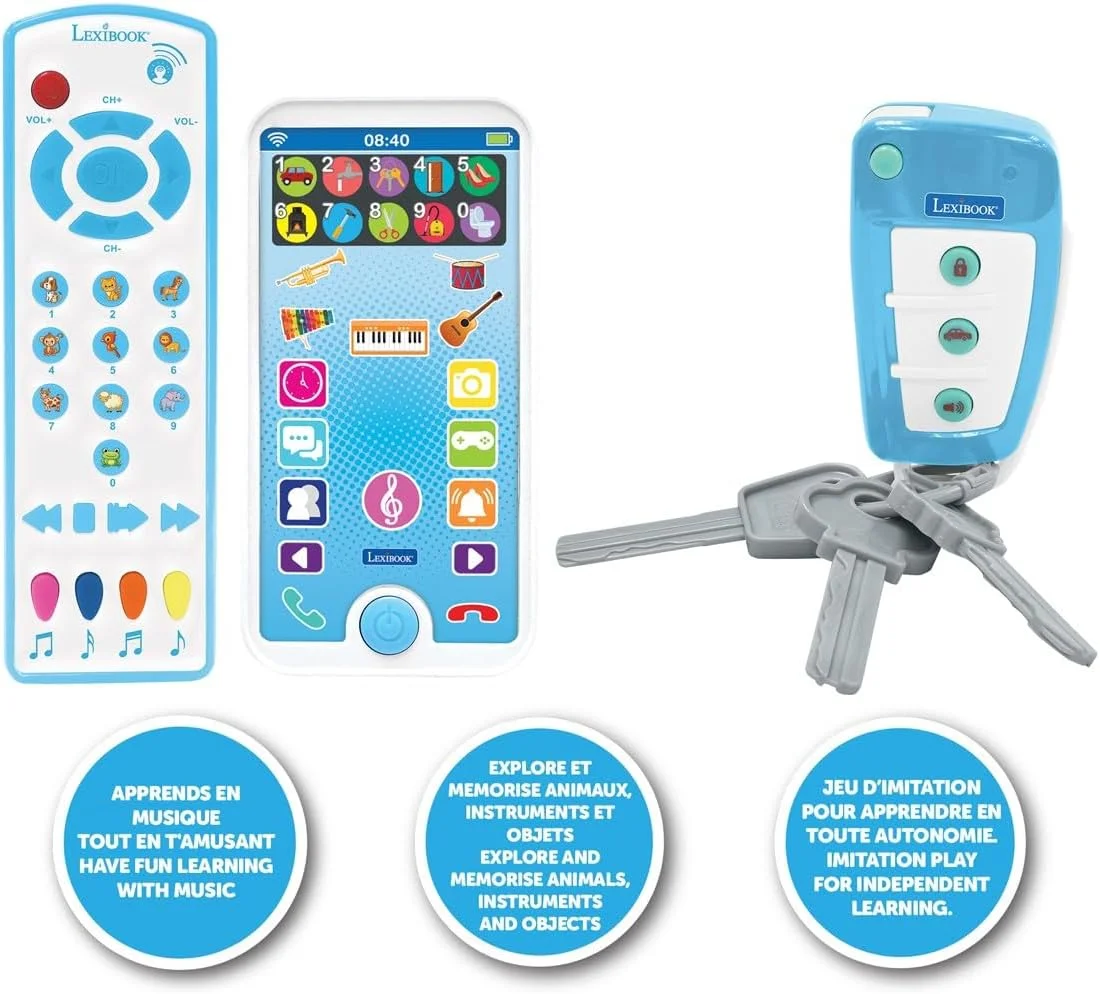 لِکسی بوک، جعبه آموزشی و موزیکال با تلفن، کنترل از راه دور و جاکلیدی، بازی تقلیدی برای کودکان نوپا، کاوش حیوانات، آلات موسیقی و اشیاء روزمره، PS125 لِکسی بوک، جعبه آموزشی و موزیکال با تلفن، کنترل از راه دور و جاکلیدی، بازی تقلیدی برای کودکان نوپا، کاوش حیوانات، آلات موسیقی و اشیاء روزمره، PS125