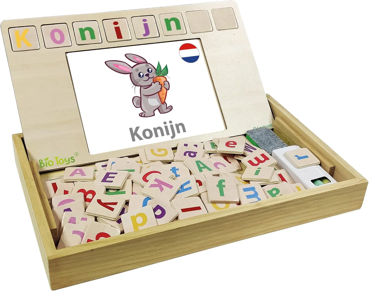 اسباب بازی های لکسی بوک Bio Toys Vocabulary، دو زبانه فرانسوی/هلندی، 50 کارت واژه، الفبا، EDU100i10