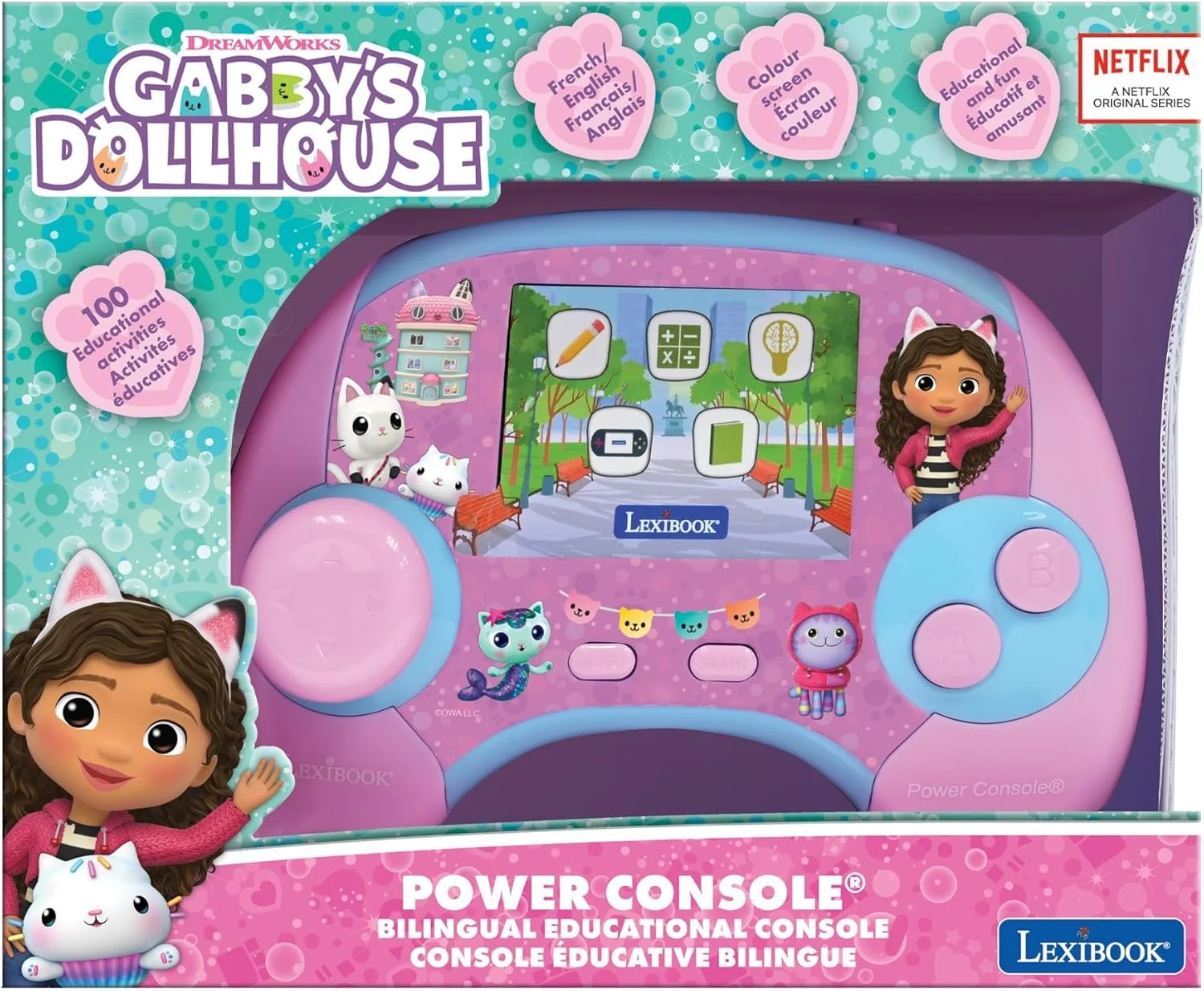 کنسول آموزشی دو زبانه انگلیسی/فرانسوی Lexibook, Gabby's Dollhouse, Power Console® با 100 فعالیت، صفحه نمایش رنگی، JCG100GDHi1 کنسول آموزشی دو زبانه انگلیسی/فرانسوی Lexibook, Gabby's Dollhouse, Power Console® با 100 فعالیت، صفحه نمایش رنگی، JCG100GDHi1