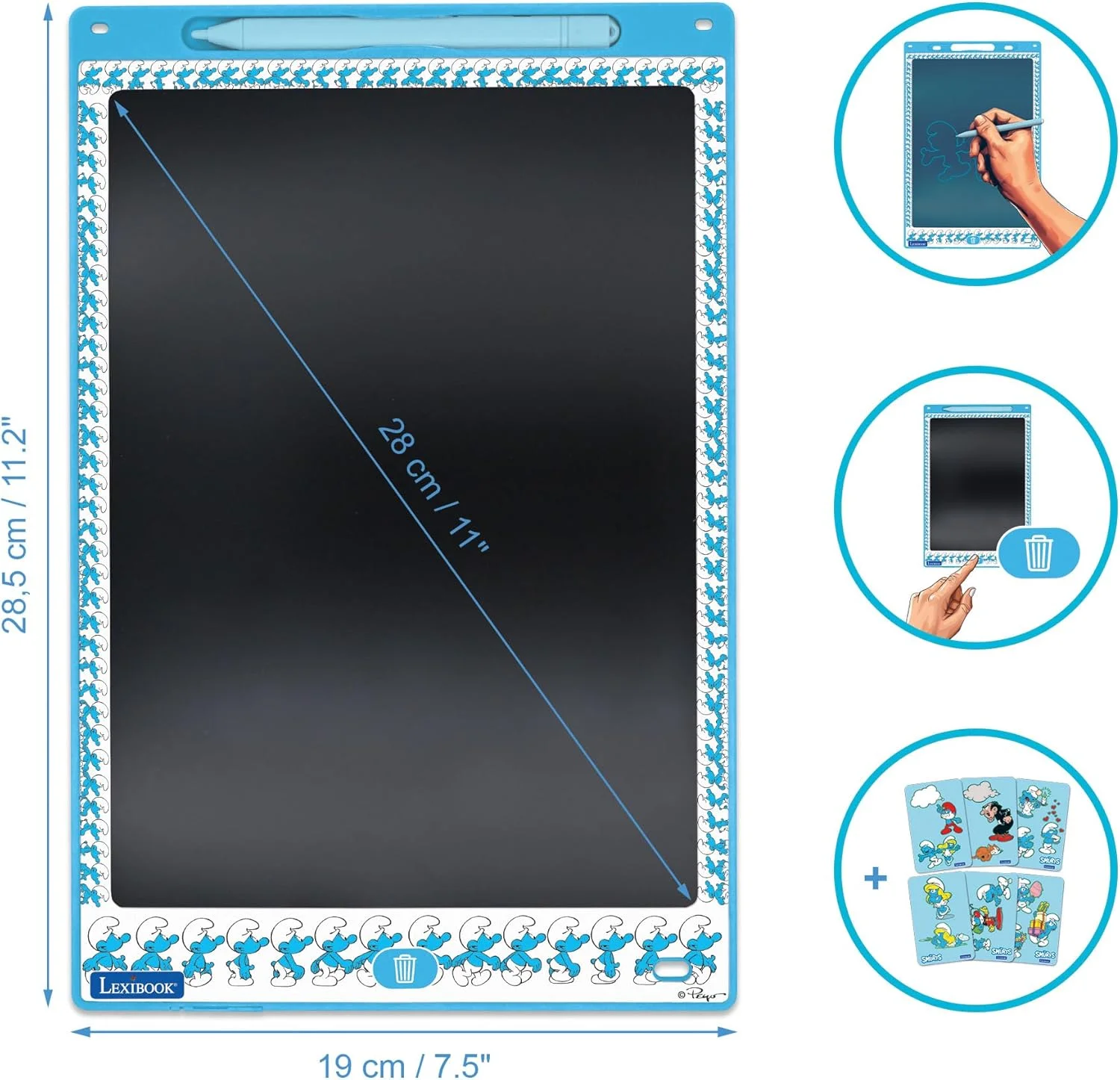 تخته جادویی اسمورف ها Lexibook، اسباب بازی هنری و خلاقانه برای دختران و پسران، نقاشی های چند رنگ، صفحه نمایش 28 سانتی متری، شامل 1 قلم و 6 شابلون، آبی، CRT10SF تخته جادویی اسمورف ها Lexibook، اسباب بازی هنری و خلاقانه برای دختران و پسران، نقاشی های چند رنگ، صفحه نمایش 28 سانتی متری، شامل 1 قلم و 6 شابلون، آبی، CRT10SF