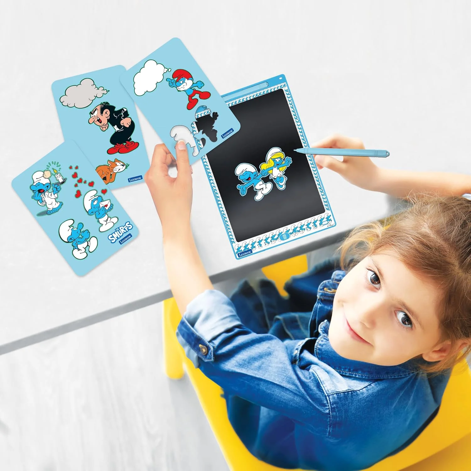 تخته جادویی اسمورف ها Lexibook، اسباب بازی هنری و خلاقانه برای دختران و پسران، نقاشی های چند رنگ، صفحه نمایش 28 سانتی متری، شامل 1 قلم و 6 شابلون، آبی، CRT10SF تخته جادویی اسمورف ها Lexibook، اسباب بازی هنری و خلاقانه برای دختران و پسران، نقاشی های چند رنگ، صفحه نمایش 28 سانتی متری، شامل 1 قلم و 6 شابلون، آبی، CRT10SF