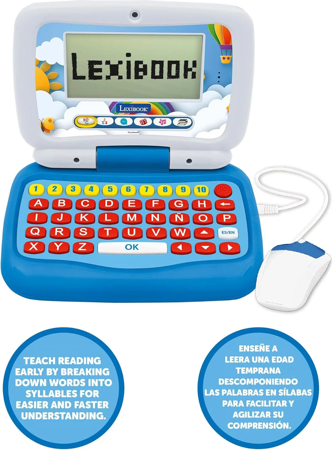 لپ تاپ آموزشی دو زبانه انگلیسی/اسپانیایی Lexibook Power Junior با 40 فعالیت شامل روشی جدید برای یادگیری خواندن و شمردن، JC398i2 لپ تاپ آموزشی دو زبانه انگلیسی/اسپانیایی Lexibook Power Junior با 40 فعالیت شامل روشی جدید برای یادگیری خواندن و شمردن، JC398i2