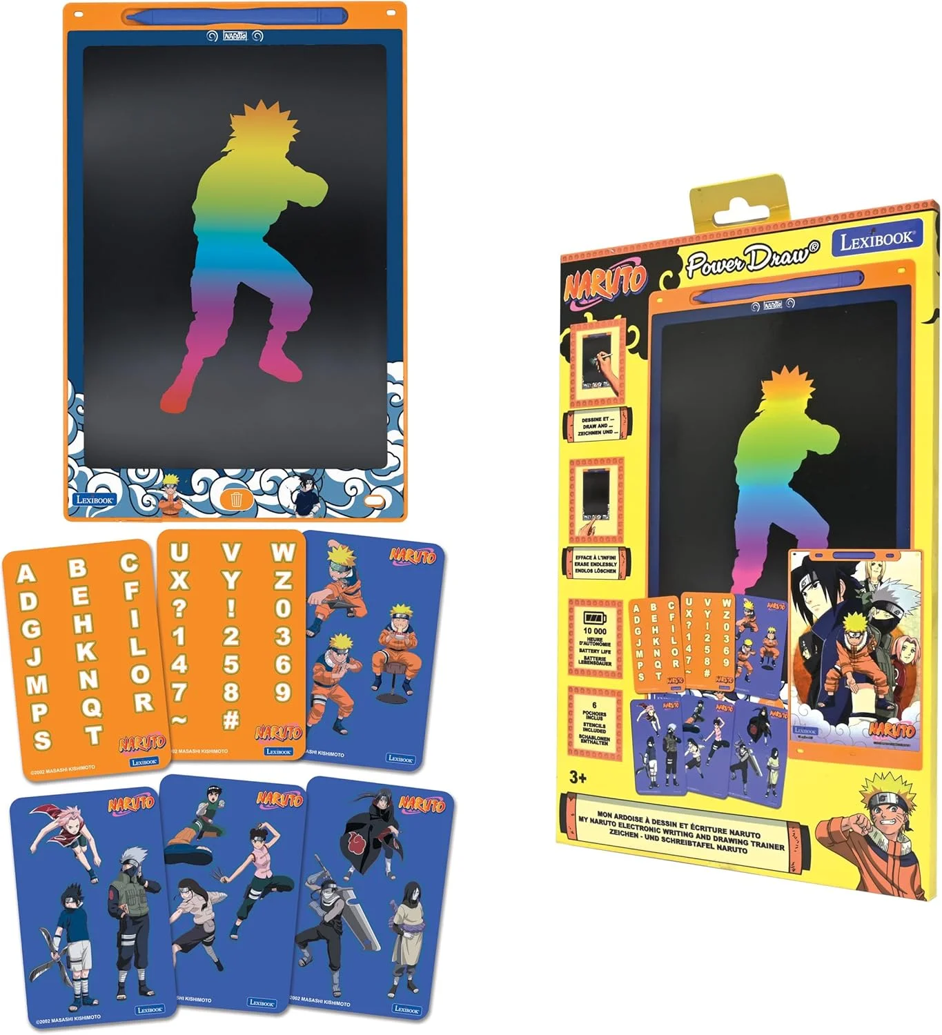 تخته جادویی لکسی بوک، ناروتو، اسباب بازی هنری و خلاقانه برای دختران و پسران، نقاشی های چند رنگ، صفحه نمایش 28 سانتی متری، شامل 1 قلم و 6 شابلون، نارنجی، CRT10NA