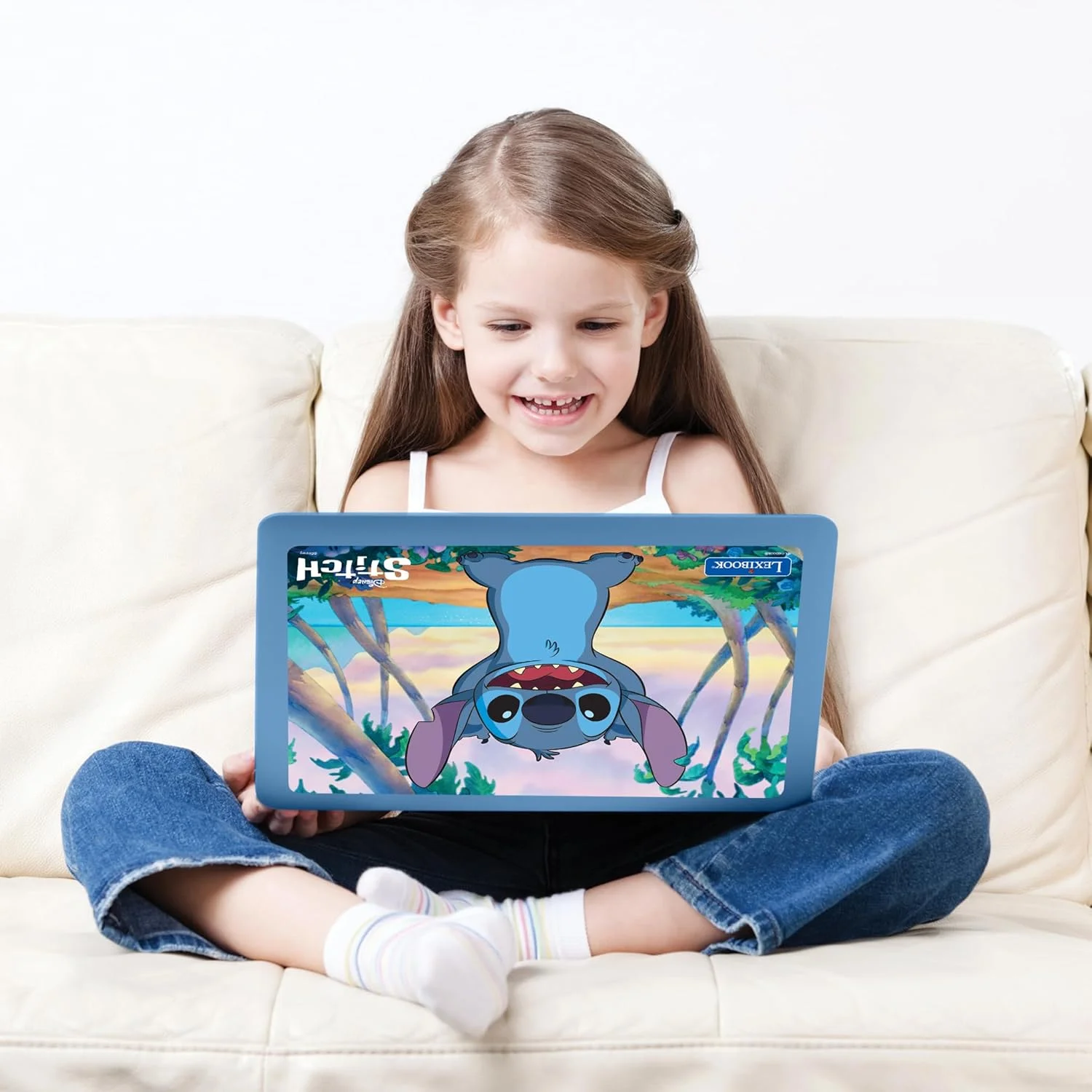 لپتاپ آموزشی دو زبانه انگلیسی/چکی Lexibook Disney Stitch، اسباب بازی برای کودکان با 124 فعالیت و بازی در زمینه زبان، نوشتن، ریاضی، منطق و موسیقی، آبی، JC598Di12