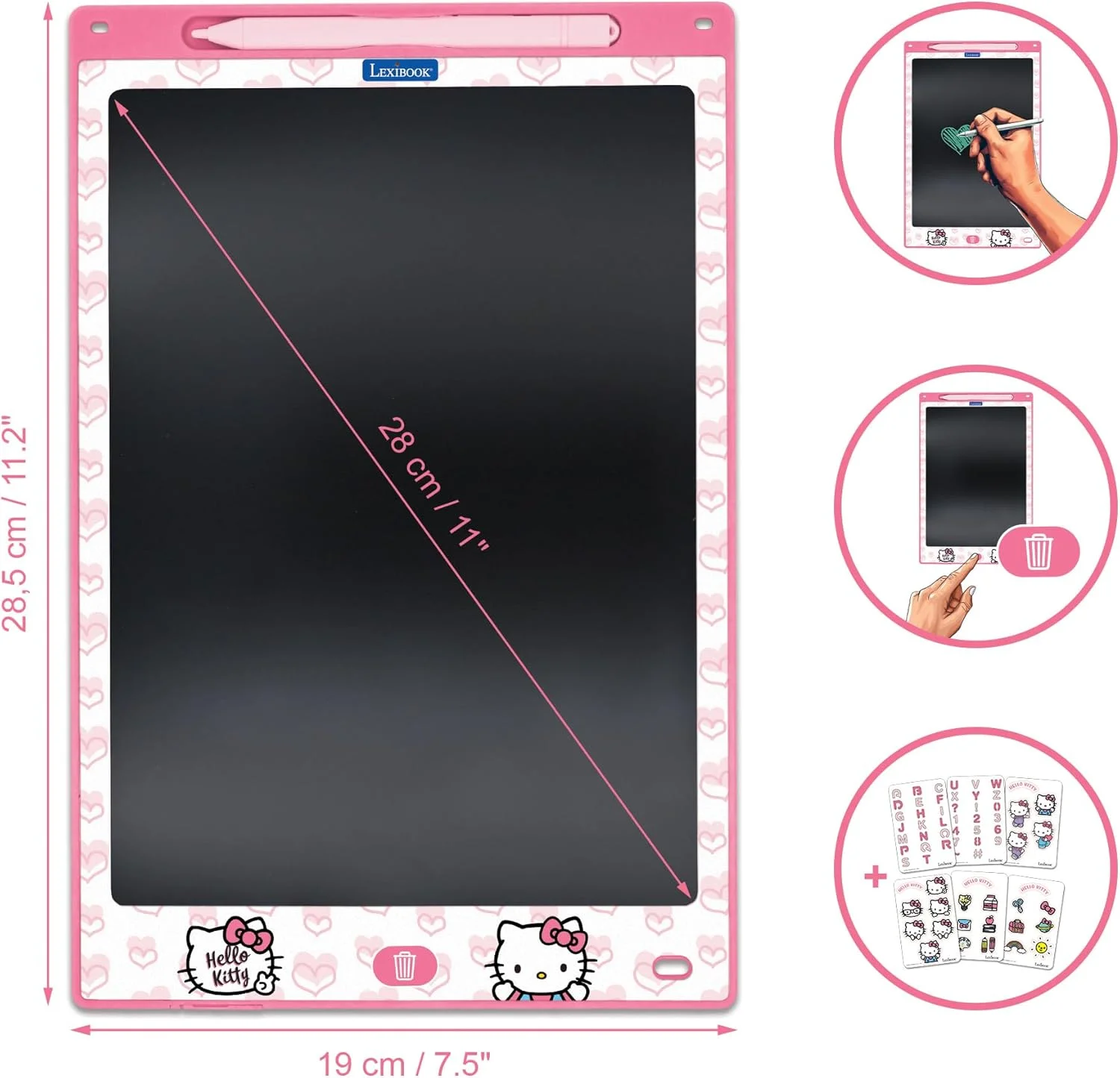 تخته جادویی لکسی بوک، هلو کیتی، اسباب بازی هنری و خلاقانه برای دختران و پسران، نقاشی های چند رنگ، صفحه نمایش 28 سانتی متری، شامل 1 قلم و 6 شابلون، صورتی، CRT10HK تخته جادویی لکسی بوک، هلو کیتی، اسباب بازی هنری و خلاقانه برای دختران و پسران، نقاشی های چند رنگ، صفحه نمایش 28 سانتی متری، شامل 1 قلم و 6 شابلون، صورتی، CRT10HK