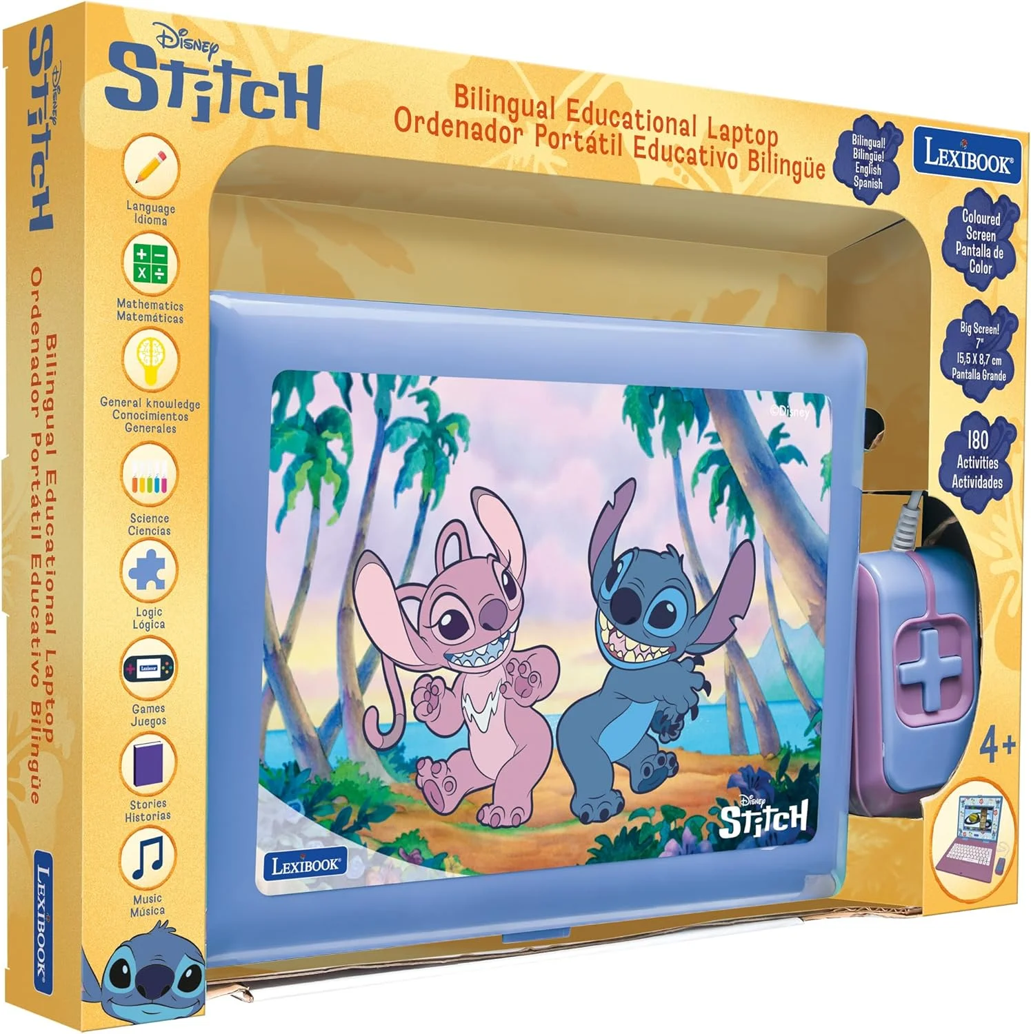 کامپیوتر آموزشی دو زبانه Lexibook با 180 فعالیت (90 فعالیت در هر زبان) صفحه نمایش رنگی 7 اینچی EN/ES، مدل JC899Di2 کامپیوتر آموزشی دو زبانه Lexibook با 180 فعالیت (90 فعالیت در هر زبان) صفحه نمایش رنگی 7 اینچی EN/ES، مدل JC899Di2