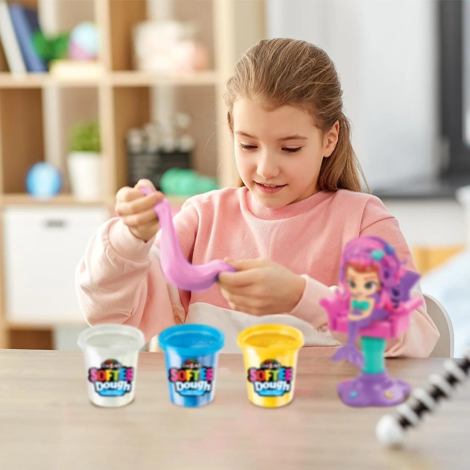 مجموعه خمیر بازی آرایشگاه مو پری دریایی Lexibook، صورتی سفید آبی زرد، CRDOUGH12 مجموعه خمیر بازی آرایشگاه مو پری دریایی Lexibook، صورتی سفید آبی زرد، CRDOUGH12