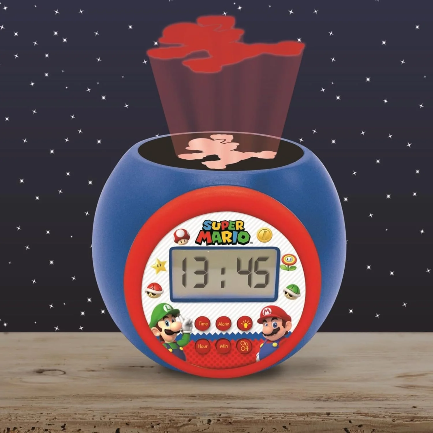 ساعت رومیزی پروژکتوردار لکسی بوک نینتندو سوپر ماریو با عملکرد زنگ هشدار و اسنوز، چراغ خواب با تایمر، صفحه نمایش LCD، با باتری کار می کند ساعت رومیزی پروژکتوردار لکسی بوک نینتندو سوپر ماریو با عملکرد زنگ هشدار و اسنوز، چراغ خواب با تایمر، صفحه نمایش LCD، با باتری کار می کند