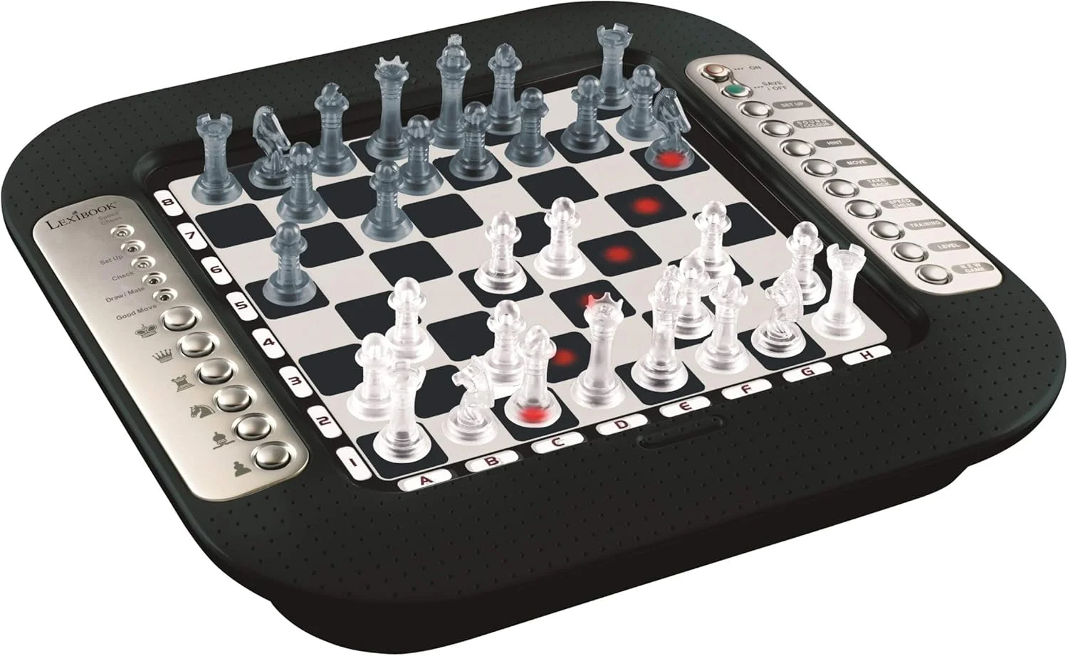Lexibook Cg1335 Chessman Fx، صفحه کلید لمسی شطرنج الکترونیکی با جلوه های نوری و صوتی، 32 قطعه، 64 سطح دشواری، بازی تخته ای خانوادگی، مشکی/خاکستری، یک سایز