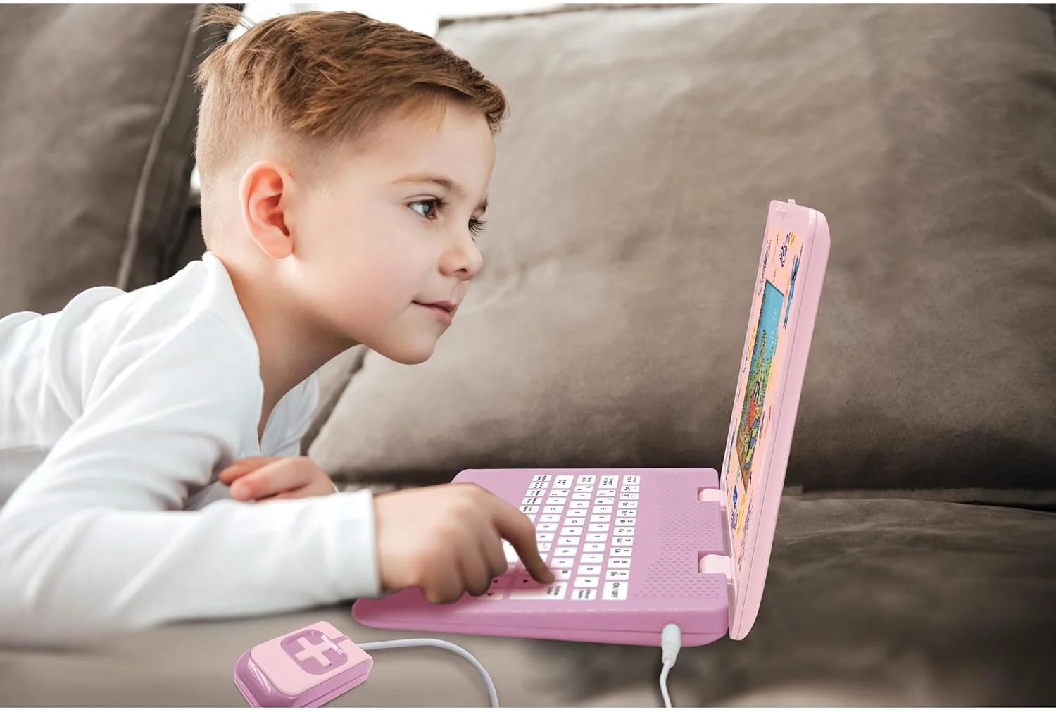 لپ تاپ آموزشی دو زبانه دیزنی استیچ انجل Lexibook، فرانسوی/انگلیسی، 180 فعالیت با صفحه نمایش رنگی 7 اینچی، صورتی، JC899D1i1