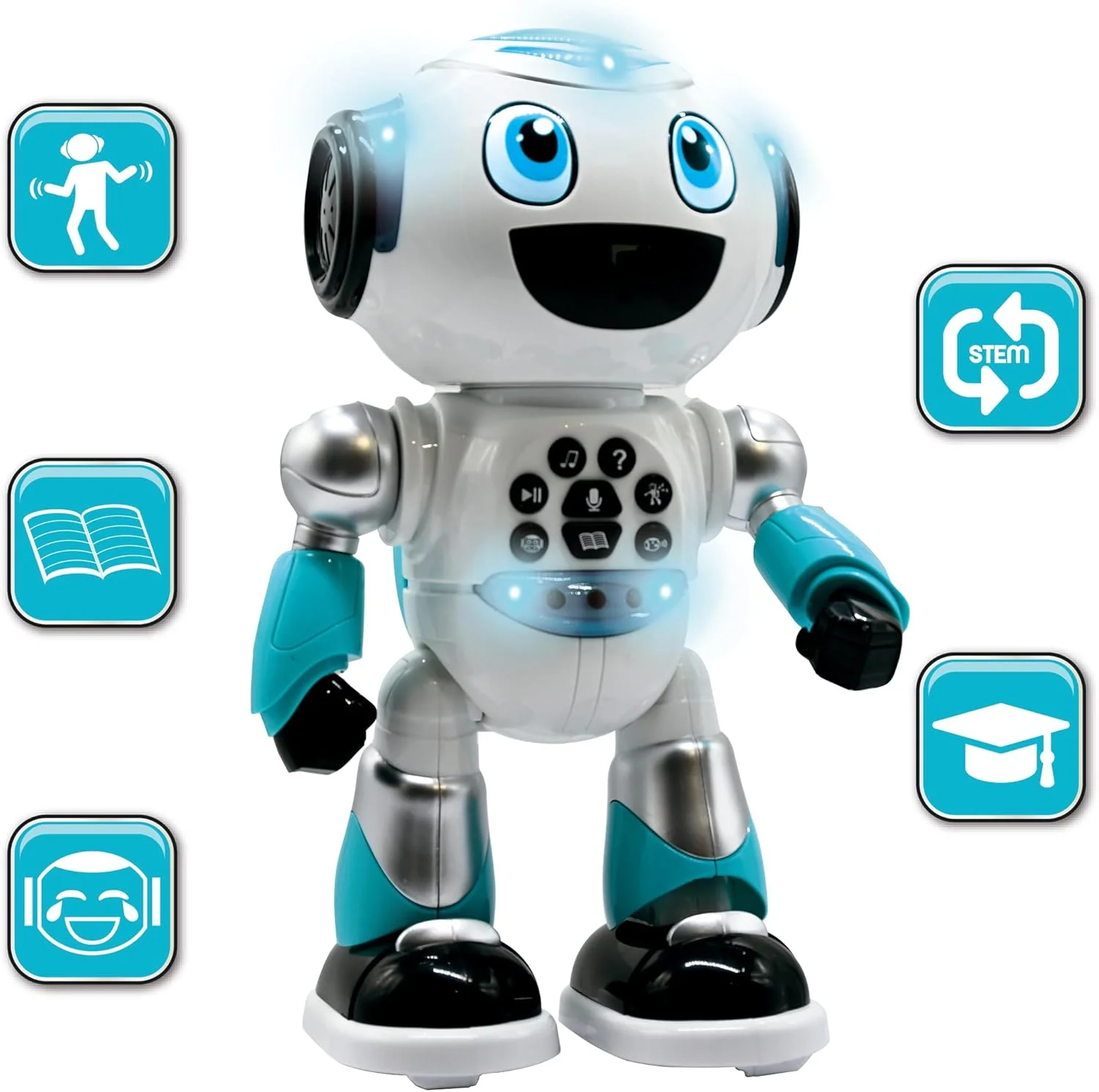 ربات کنترلی پیشرفته LEXIBOOK Powerman، اسباب بازی تعاملی کودکان، راه رفتن، رقص، پخش موسیقی، داستان های آموزشی، مسابقات آموزشی، STEM قابل برنامه ریزی