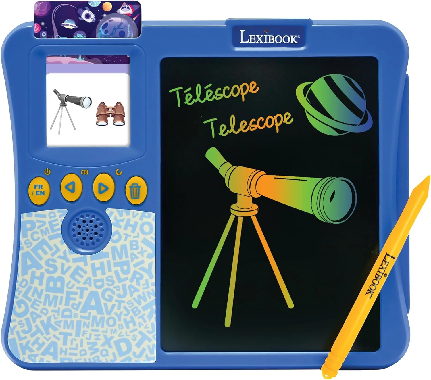 Lexibook, QuizzHit® Draw، کارت خوان تعاملی دو زبانه انگلیسی/فرانسوی با تبلت طراحی، 250 کارت واژگان و آزمون دو طرفه برای یادگیری کشورها، حیوانات و موارد دیگر، JCR20i1