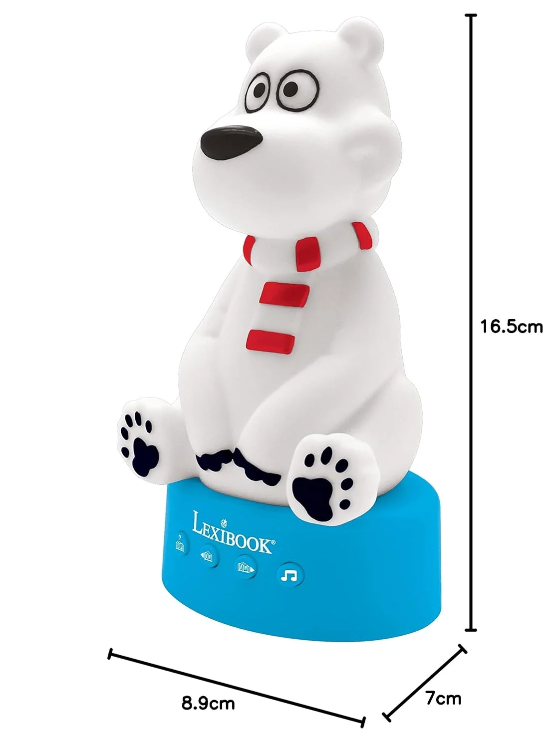 چراغ خواب قصه گوی خرس عروسکی Lexibook، 30 قصه به زبان انگلیسی، سفید، STN01ANXEN، Lexibook