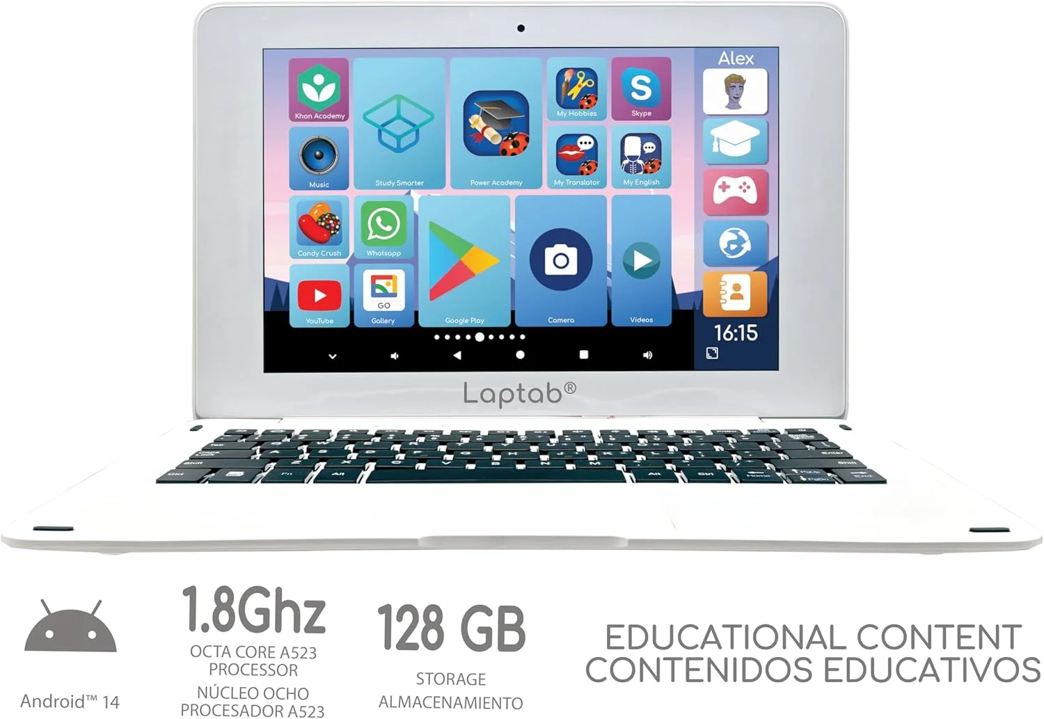 لپ تاپ 10 اینچی LEXIBOOK LAPTAB با صفحه لمسی، طراحی شده برای تمام اعضای خانواده، محتوای آموزشی و سرگرم کننده، مجهز به سیستم عامل اندروید، کنترل والدین، فوق العاده باریک و سبک، مدل LT10EN