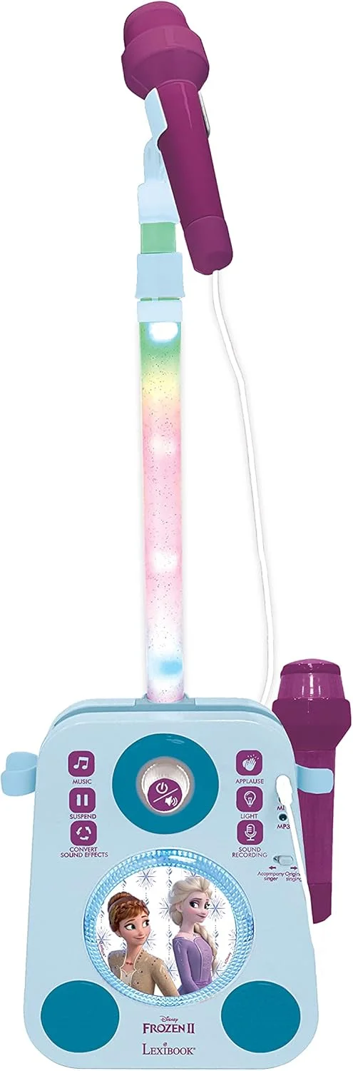 اسپیکر موزیکال نورپردازی شده السا فروزن دیزنی Lexibook با 2 میکروفون، آهنگ های دمو، ورودی MP3، آبی/بنفش، K140FZ