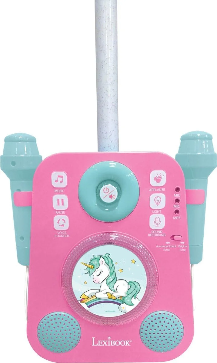 اسپیکر موزیکال نورپردازی تکشاخ Lexibook با 2 میکروفون، آهنگ های دمو، ورودی MP3، صورتی/آبی، K140UNI اسپیکر موزیکال نورپردازی تکشاخ Lexibook با 2 میکروفون، آهنگ های دمو، ورودی MP3، صورتی/آبی، K140UNI